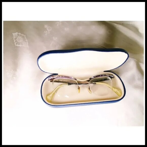 Vintage Cat Eye Glasses With Rhinestones 40s Retro Cateyes VFG - Picture 8 of 14